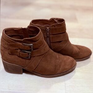 Art Class Tan Ankle Boots with Double Buckle